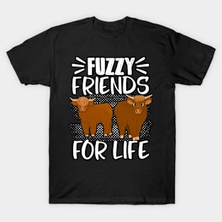 Highland Cow Highland Cattle Fuzzy Friends For Life T-Shirt